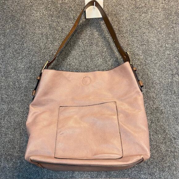 Joy Susan Classic Hobo Vegan Leather Purse Pink Brown removable inner bag - Picture 1 of 9